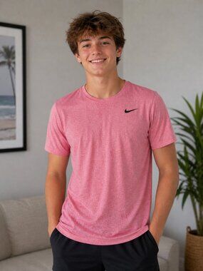 Boys Nike Pink Heather Short-Sleeve Athletic Tee size L